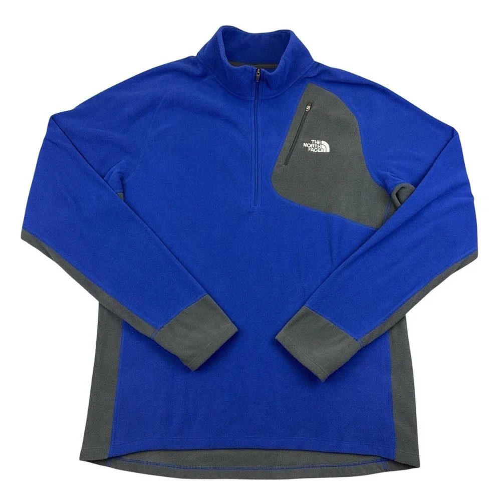 The North Face Pullover Mens Large Blue Gray Fleece Quarter Zip Hiking Top